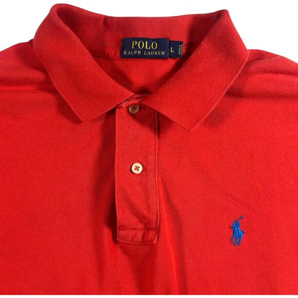 Polo Ralph Lauren - Men's Short Sleeve Red Polo Blue Pony - Size: Large - Picture 3 of 7